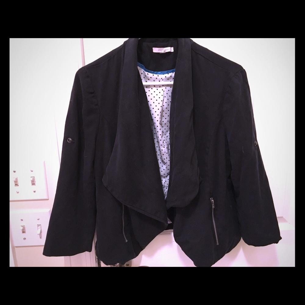Black blazer with polka dot lining